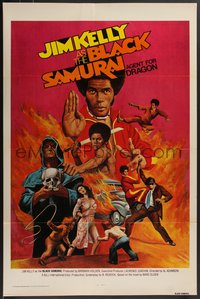 7w0466 BLACK SAMURAI 1sh 1977 Jim Kelly, awesome kung fu martial arts action artwork!