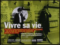 7w0146 MY LIFE TO LIVE advance British quad R2002 Godard's Vivre sa Vie, smoking Anna Karina, rare!