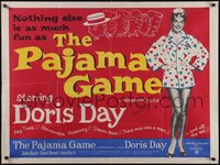 7w0018 PAJAMA GAME signed British quad 1957 by Doris Day, who chases boys, different & ultra rare!