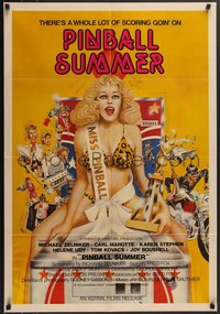 7w0311 PINBALL SUMMER Canadian 1sh 1980 lot of scoring goin' on, sexy woman in bikini, rare!