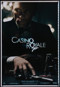 7w0128 CASINO ROYALE printer's test teaser 1sh 2006 Craig as James Bond sitting at poker table w/gun