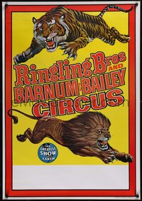 7w0114 RINGLING BROS & BARNUM & BAILEY CIRCUS 28x40 circus poster 1973 lion and tiger, rare!