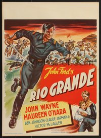 7w0738 RIO GRANDE Dutch 1952 artwork of John Wayne running with sword, directed by John Ford!