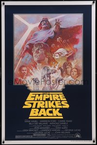 7w0504 EMPIRE STRIKES BACK studio style 1sh R1981 George Lucas sci-fi classic, cool artwork by Tom Jung!