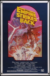 7w0505 EMPIRE STRIKES BACK studio style 1sh R1982 George Lucas sci-fi classic, cool artwork by Tom Jung!