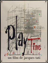 7w0374 PLAYTIME French 24x32 1967 Jacques Tati, cool different art by Baudin & Rene Ferracci!