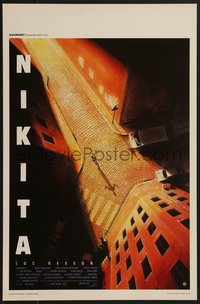 7w0846 NIKITA French 14x21 1990 Luc Besson, cool overhead art of Anne Parillaud in alley!