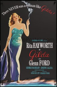 7w0319 GILDA S2 poster 2000 classic art of sexy smoking Rita Hayworth in sheath dress!