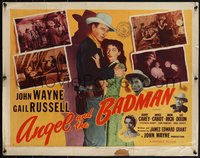 7w0858 ANGEL & THE BADMAN style B 1/2sh R1959 cowboy John Wayne & sexy Gail Russell, ultra rare!