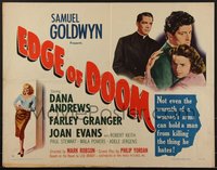 7w0869 EDGE OF DOOM style B 1/2sh 1950 priest Dana Andrews helps murderer Farley Granger, ultra rare!