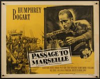 7w0884 PASSAGE TO MARSEILLE 1/2sh R1956 Humphrey Bogart escapes Devil's Island to fight Nazis!