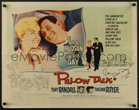 7w0022 PILLOW TALK signed 1/2sh 1959 by Doris Day, who is snuggling and walking w/ with Rock Hudson!