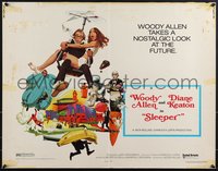 7w0889 SLEEPER 1/2sh 1974 Woody Allen, Diane Keaton, futuristic sci-fi comedy art by McGinnis!