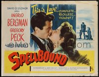 7w0893 SPELLBOUND 1/2sh R1949 Hitchcock, gorgeous Ingrid Bergman & Gregory Peck, rare!