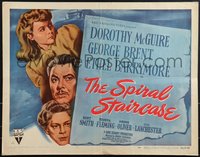 7w0894 SPIRAL STAIRCASE style A 1/2sh 1946 art of Dorothy McGuire, George Brent & Ethel Barrymore!