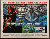 7w0895 SPY WHO LOVED ME 1/2sh 1977 great art of Roger Moore as James Bond by Bob Peak!