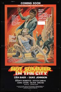 7w0541 HOT SUMMER IN THE CITY advance 24x37 1sh 1976 the fire in their loins erupted like a volcano!