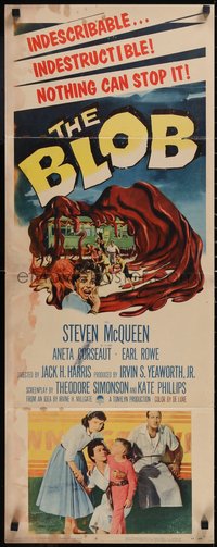 7w0183 BLOB insert 1958 Steve McQueen, cool art of the indescribable & indestructible monster!