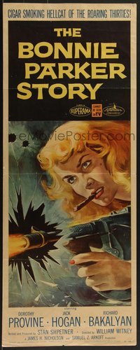 7w0185 BONNIE PARKER STORY insert 1958 great art of the cigar-smoking hellcat of the roaring '30s!