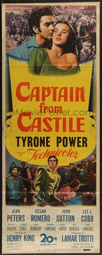 7w0187 CAPTAIN FROM CASTILE insert 1947 Tyrone Power, Jean Peters, Cesar Romero!