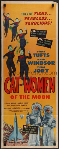 7w0188 CAT-WOMEN OF THE MOON insert 1953 cult classic, they're fiery, fearless & ferocious, rare!