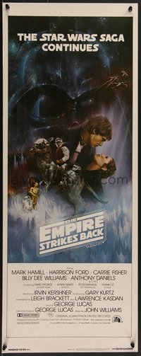 7w0192 EMPIRE STRIKES BACK int'l insert 1980 George Lucas sci-fi classic, light blue art by Jung!