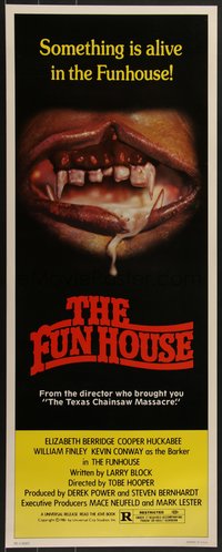 7w0199 FUNHOUSE insert 1981 Tobe Hooper, creepy close up of drooling mouth with nasty teeth!