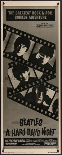 7w0203 HARD DAY'S NIGHT insert R1982 image of The Beatles in their first film, rock & roll classic!