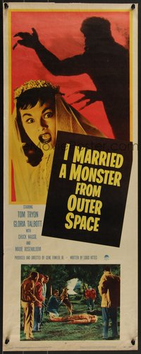 7w0205 I MARRIED A MONSTER FROM OUTER SPACE insert 1958 great image of Gloria Talbott & alien shadow!