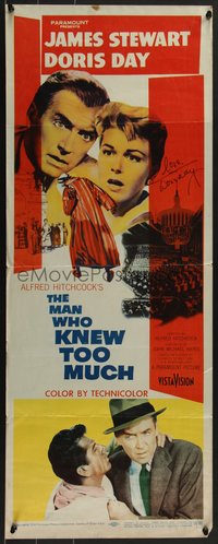 7w0025 MAN WHO KNEW TOO MUCH signed insert 1956 by Doris Day, James Stewart, directed by Hitchcock!