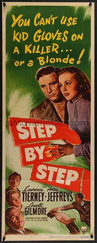 7w0230 STEP BY STEP insert 1946 art of Lawrence Tierney & sexy Anne Jeffreys, film noir, ultra rare!