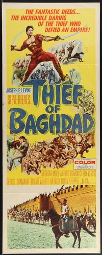 7w0237 THIEF OF BAGHDAD insert 1961 daring Steve Reeves does fantastic deeds & defies an empire!