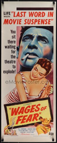 7w0241 WAGES OF FEAR insert 1955 Yves Montand, Henri-Georges Clouzot's suspense classic, ultra rare!