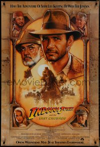 7w0545 INDIANA JONES & THE LAST CRUSADE int'l advance 1sh 1989 art of Ford & Connery by Drew!