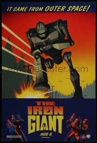 7w0551 IRON GIANT advance DS 1sh 1999 animated modern classic, cool cartoon robot artwork!