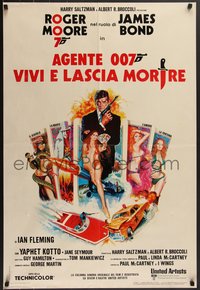 7w0325 LIVE & LET DIE Italian 1sh 1973 JO art of Roger Moore as James Bond & sexy tarot cards!