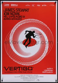 7w0327 VERTIGO Italian 1sh R2019 Alfred Hitchcock classic, cool artwork by Saul Bass!