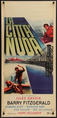 7w0260 NAKED CITY Italian locandina 1948 Dassin & Hellinger's NYC film noir classic, ultra rare!