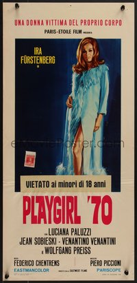 7w0262 PLAYGIRL 70 Italian locandina 1969 great different art of sexy von Furstenberg, ultra rare!