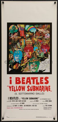 7w0267 YELLOW SUBMARINE Italian locandina R1980s Beatles John, Paul, Ringo & George, different!