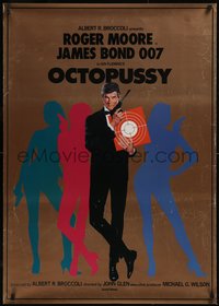 7w0165 OCTOPUSSY Japanese 29x41 1983 Roger Moore as James Bond 007, sexy silhouettes, ultra rare!