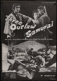 7w0169 THREE OUTLAW SAMURAI export Japanese 29x41 1964 Hideo Gosha's Sanbiki no Samurai, ultra rare!