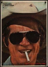 7w0970 JUNIOR BONNER Japanese 1972 great close-up of smoking rodeo cowboy Steve McQueen!