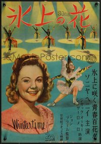 7w0912 WINTERTIME Japanese 14x20 1948 ice skating Sonja Henie, Landis, different & ultra rare!