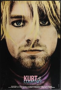 7w0564 KURT & COURTNEY heavy stock 1sh 1998 grunge music, great super close portrait of Cobain!