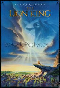 7w0573 LION KING DS 1sh 1994 Disney Africa, John Alvin art of Simba on Pride Rock with Mufasa in sky!