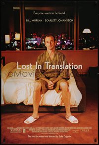 7w0580 LOST IN TRANSLATION 1sh 2003 lonely Bill Murray in Tokyo, directed by Sofia Coppola!