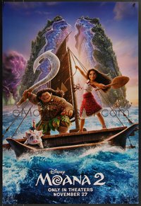 7w0595 MOANA 2 advance DS 1sh 2024 Walt Disney, Polynesia, Cravalho, standing on boat, ultra rare!