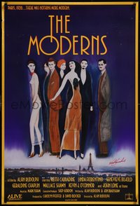 7w0006 MODERNS signed 1sh 1988 by Keith Carradine, his cool artwork of trendy 1920's people!