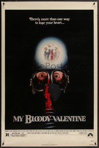 7w0598 MY BLOODY VALENTINE 1sh 1981 bloody gas mask, there's more than one way to lose your heart!